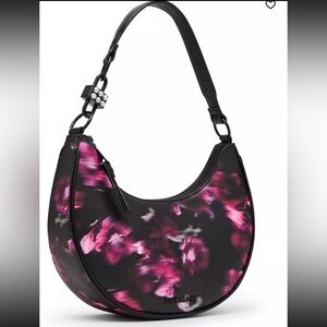 NWT Steve Madden Blohan Small Hobo Shoulder Bag, Purse, Pink and Black Floral